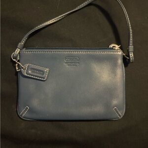 Coach Navy Leather Wristlet